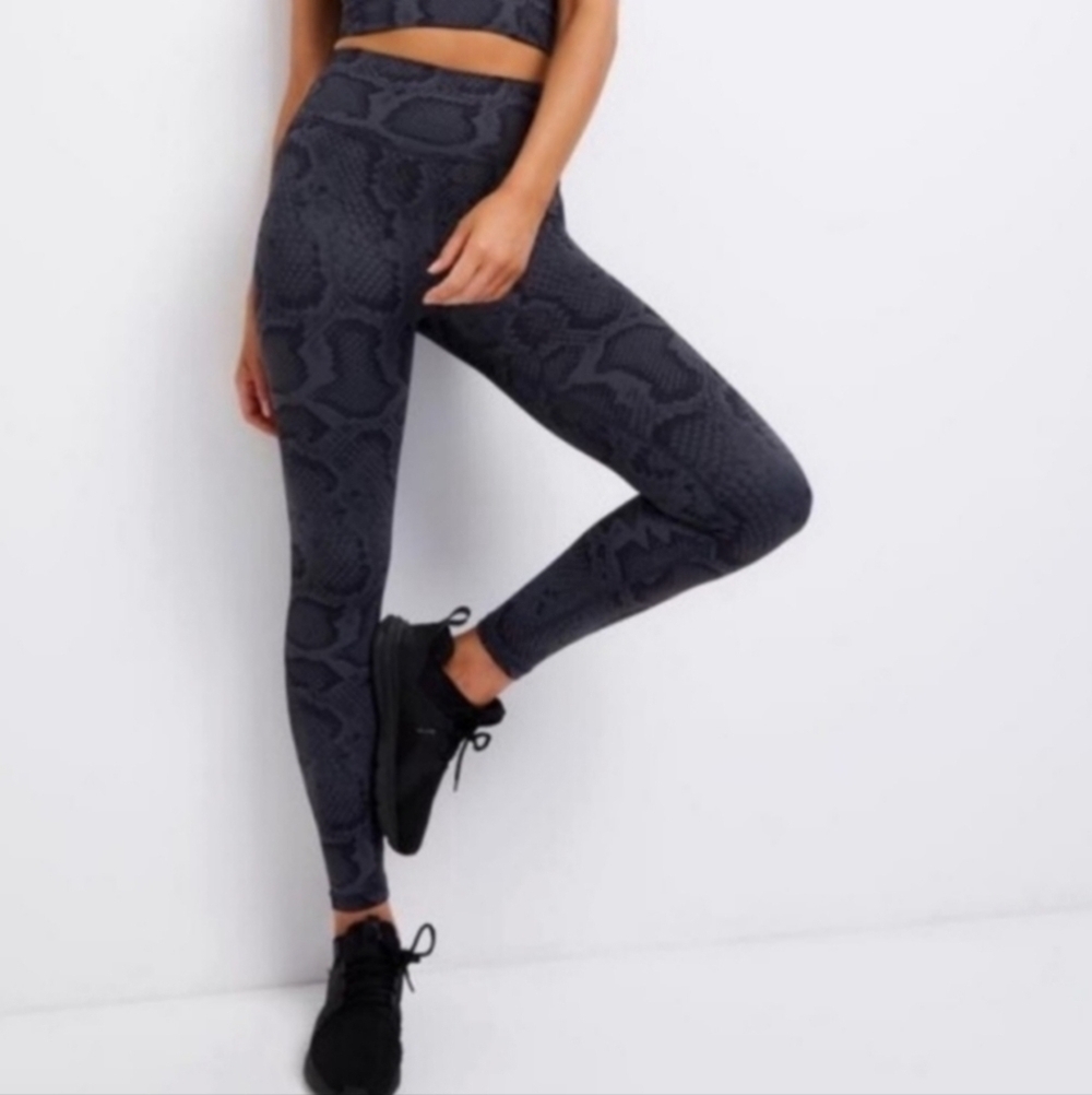 AllFenix Blue Snake Print Compression Leggings Size Medium